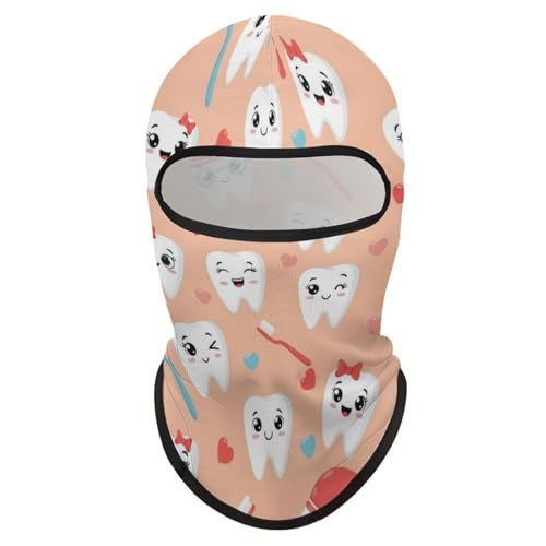 Women’s Fashion Balaclava Scarf Cute Dental Teeth Pink, Sun Defense Head Cover for Daily Use, Casual Outdoor, Lightweight Stretchy Face Mask Gaiter