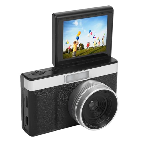Annadue �ʐ^�p�f�W�^���J�����A2.4�C���`���1080P HD 48MP AI�I�[�g�t�H�[�J�X���g��Vlogging�J�����A180�x�t���b�v�X�N���[���A�\��̏��S�Ҍ����⏕�� (��)