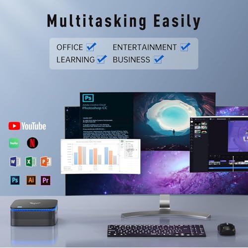 Image of KAMRUI Mini PC with N95 Processor, 16GB DDR4 RAM 1TB M.2 SSD, Mini Computer with Ethernet, 2 HDMI, 4 USB-A, Small Computer WiFi, Bluetooth for Office, Home, Business