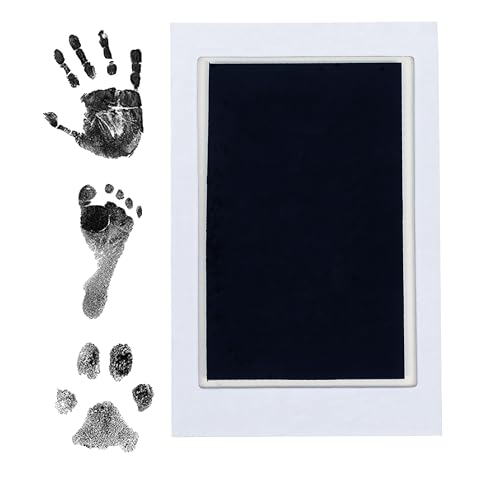 Image of Pearhead Newborn Baby Handprint and Footprint Kit - No Mess Clean-Touch Ink Pad With Impression Cards, Safe for Skin, Perfect Keepsake for Family, Acid-Free, Smudge-Proof, Black, 3 Piece Set