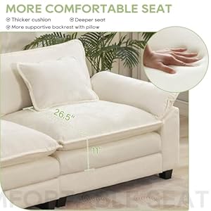 Modular Sectional Sofa, Comfy Cloud Couch Sectional Sofa with Ottoman, Chenille Sofa Sleeper Deep Seat Sofa with Throw Pillows for Living Room (Beige White, 86"- L Shape) Modular Sectional Sofa Comfy Cloud Couch Sectional Sofa with Ottoman Chenille Sofa Sleeper Deep Seat Sofa with Throw Pillows for Living Room Beige White 86 L Shape