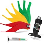 Kit de jauge numérique de profondeur de pneus - Gauge codée par couleur - Plaque de frein Règlateur d'outil de mesure d'épaisseur de chaussure pour automobile, moto, voiture, camion, bus, noir, piles non incluses