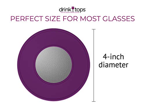 Drink Tops Ventilated Silicone Wine Glass Covers - Weighted Cover With Screen Allows Wine To Breathe - Outdoor Wine Glass Covers To Keep Particles Out - Bpa Free - 4Pk #TOP5