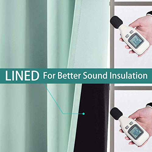 Image of Yakamok Aqua 100% Blackout Patio Door Curtain Panels W100 x L84,1 Panel | Noise Reducing Barrier Panel for Sliding Glass Door, 2 Thick Layers Heat Full Light Blocking Patio Door Drapery