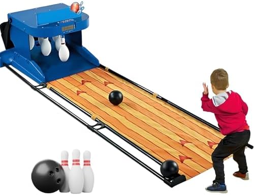 Electronic Bowling Alley Game, Bowling Set Kids with LED Scoreboard Automatic Reset Lighting & Simulation Sound Effect for Boys, Girls and Adults