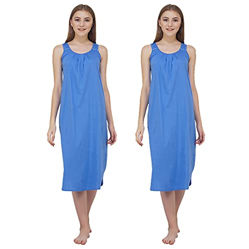 Image of BLAZON Women's Cotton Hosiery Solid Maxi Nighty Slip (Pack of 2) Available Sizes: S, M, L, XL, 2XL, 3XL, 4XL, 5XL