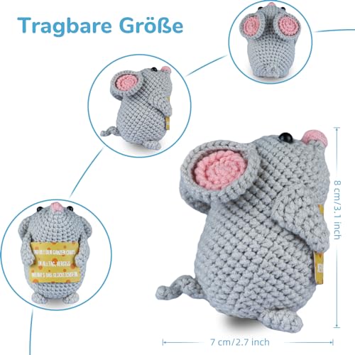 WenmthG Glücksbringer Pocket Hug Maus Kartoffel - Mutmacher, Gute Besserung, Positives Geschenk mit Maus-Puppe