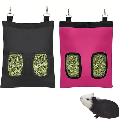 WizeFolk Heurutasche für Kaninchen, 2 Stück Heufutterbeutel, Heufutter für Meerschweinchen, Stoffbeutel für Futterspender, Heu, geeignet für Kaninchen und Hamster