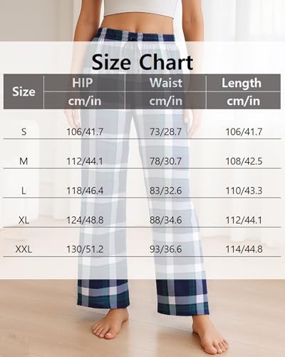 Women's Loose Plaid Pajama Pants Simple Casual Long Pants2