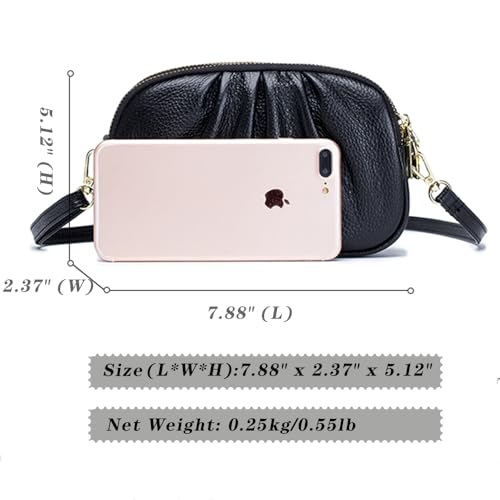 Small Crossbody Bag for Women Trendy，Genuine Leather Crossbody Cell Phone Purse with Triple Compartments.3