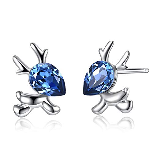 Boucles d'oreilles argent 925 avec cristaux de cerf, le cadeau femme