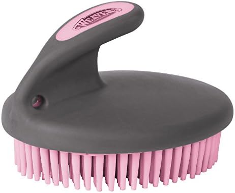 Weaver Leather Livestock Palm-Held Fine Curry with Small Rubber Bristles, Gray/Pink
