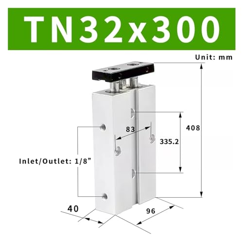 Cylindre compact TN32x300 à double effet alésage 32mm - 3