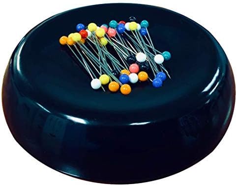 Grabbit Magnetic Sewing Pincushion with 50 Plastic Head Pins, Black