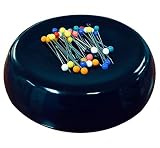 Grabbit Magnetic Sewing Pincushion with 50 Plastic Head Pins, Black