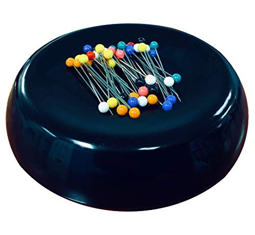 Grabbit Magnetic Sewing Pincushion With 50 Plastic Head Pins, Black #TOP21