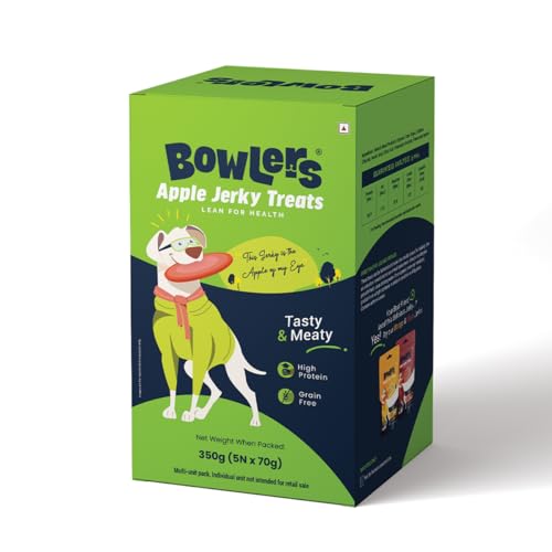 Image of Bowlers Dog Treats Apple Meat Jerky| 70g (Pack of 5) | High on Protien |Low in Fat | Grain Free | Handmade Treats