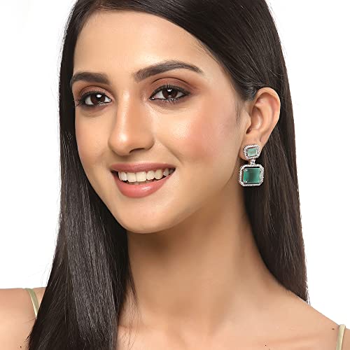Oxidised American Diamond Drop Earrings