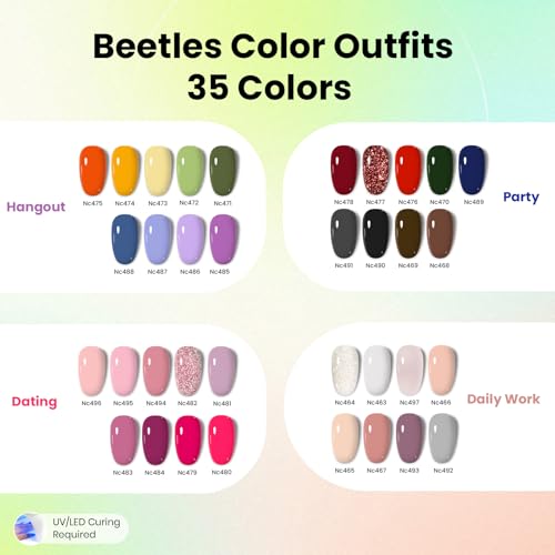 Image of Beetles Gel Nail Polish Kit with U V Light - 68Pcs Gel Nail Kit 35 Colors Outfits Collection Red Pink Blue Polish Set with Nails Manicure Tools for Beginners DIY Home Salon Gifts for Women | Outfits Collection Red Pink Blue Polish Set with Nails Manicure Tools for Beginners DIY Home Salon Gifts for Women