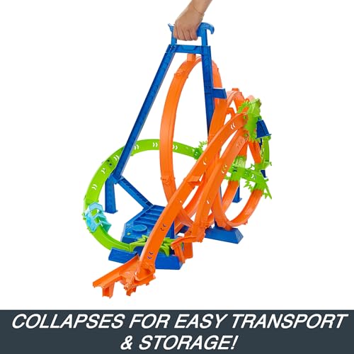 Image of Hot Wheels Track Set, Epic Crash Dash with 5 Crash Zones, Motorized Booster and 1 Hot Wheels 1:64 Scale Toy Car, Easy Storage (Amazon Exclusive)