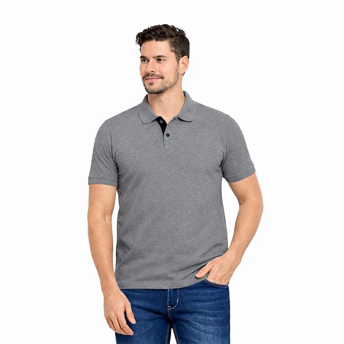 Image of Cotton Polo T-Shirt for Men | Solid Color Regular Fit Collar Neck T-Shirt