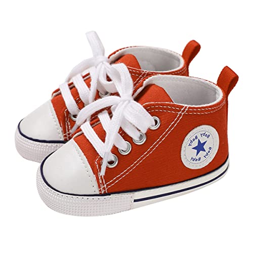 SIFANGPING Chaussures de première étape pour Enfants Chaussures en Toile pour garçons Semelle Souple Chaussures en Toile Respirantes légères et antidérapantes pour bébé EU 20 Orange