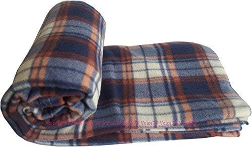 Cotton Arts SOFT FLEECE BLANKETS LARGE EXTRA WARM TARTAN SOFA BED CHECK THROW 150cm X 200cm (Checker Grey Blue)