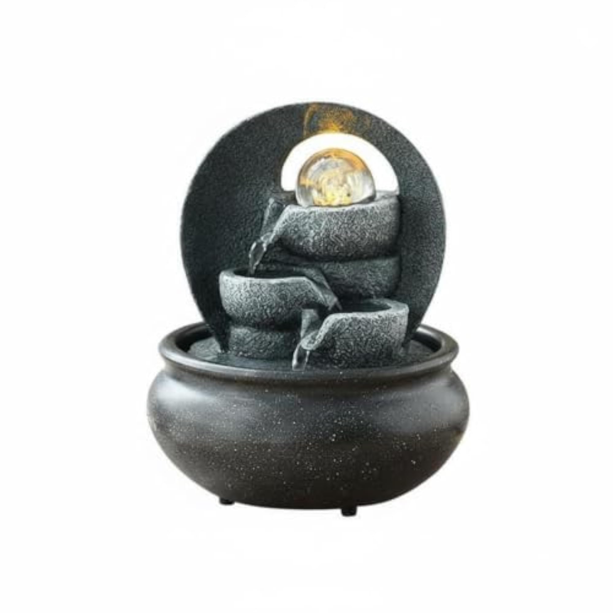 Compact Indoor Water Feature with Light, USB Powered Decor