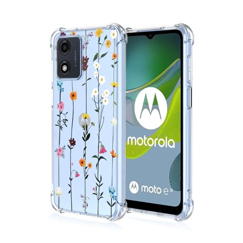 WOKEZ Transparent Fodral för Motorola Moto E13 med Blommor