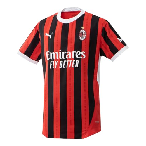 PUMA Mens Ac Milan Home Authentic Crew Neck Short Sleeve Jersey Casual - Red - Size M