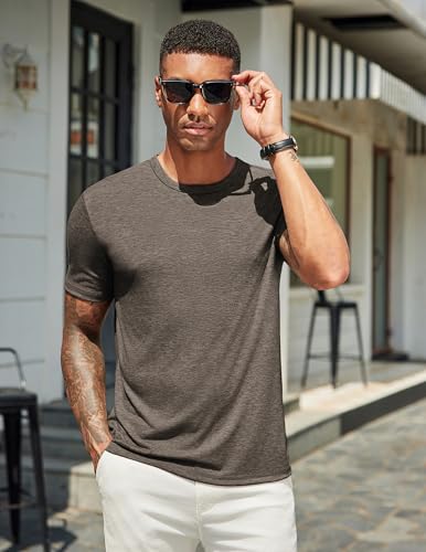 T-shirt décontracté basique COOFANDY marron en taille M idéal pour les vacances d'été - 2