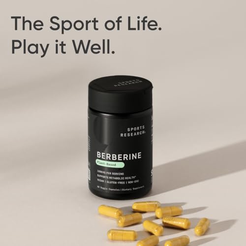 Image of Sports Research Berberine 1000mg, 60 Veggie Capsules | Herbal Ayurvedic Metabolic Health Support | Vegan Certified, Gluten-Free, Non-GMO - 30 Servings