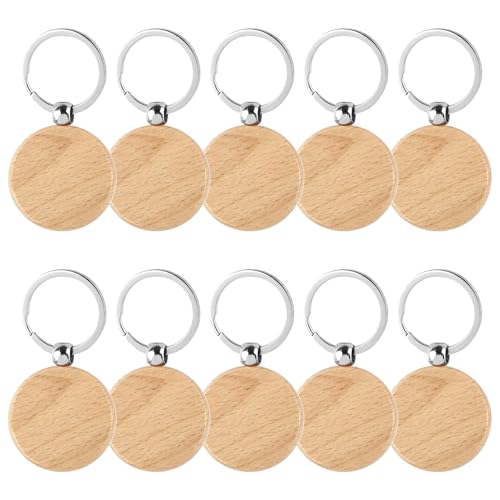 Porte-clés en bois brut rond pour gravure laser et projets créatifs