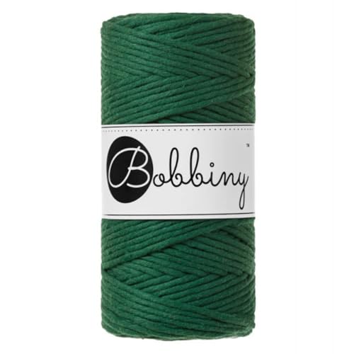 Bobbiny – Cordon en macramé simple, épaisseur 3 mm, 100 m, vert pin