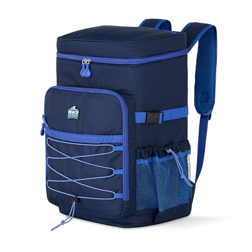 Image of Cooler Backpack – Insulated Soft-Sided Bag Holds 35 Cans, Leakproof & Lightweight for Beach, Hiking, Travel (Blue Marine)