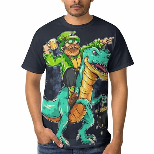 T-shirt dinosaure de la bière homme top haut manches courtes col rond vêtement d'été rigolo