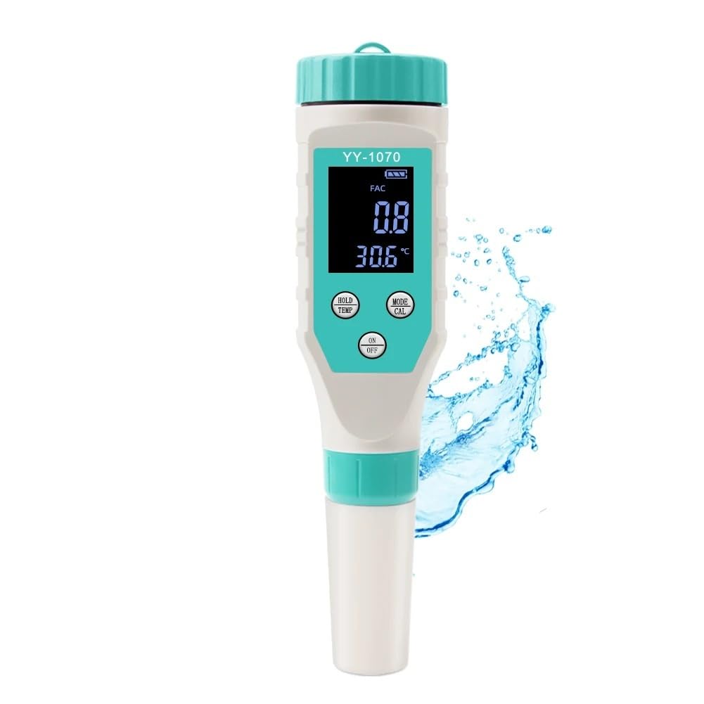 Misuratore PH for cloro for piscine Tester professionale SALT/ORP/TDS/EC/FAC | Analizzatore della qualità dell'acqua CL 7 in 1 della spa Hot Spring