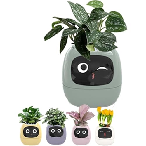 Yubbuio スマートプランター スマート植木鉢 AIインタラクティブ 植物ロボット デスクトップ電子玩具 かわいい癒しの相棒 子供から大人まで オフィス/在宅ワークに ギフト グリーン