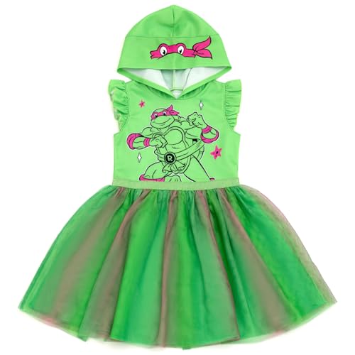 Teenage Mutant Ninja Turtles Raphael Toddler Girls Scuba Cosplay Hooded Tulle Tutu Dress Green/Pink 4T