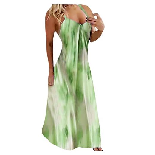 DAY8 lång klänning dam sommar batik tryckt strandklänning stor storlek S till 5XL sexig grimma klänning ärmlös rygg kläder billig dam cocktail chic klänning, Färg: grön, XXL