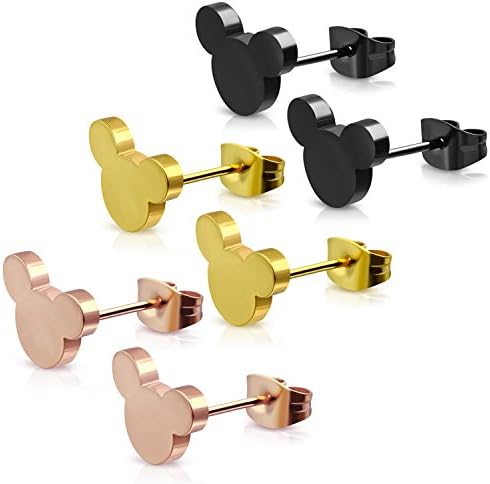 Stainless Steel Tiny Mouse Silhouette Button Stud Post Earrings