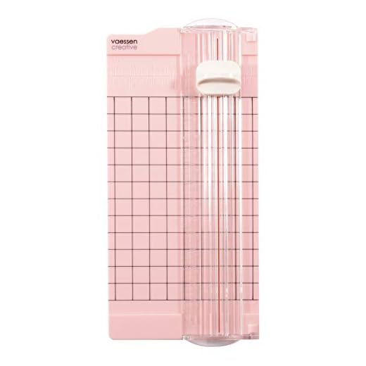 Vaessen creative Mini Massicot, 6,5 x 15,3 cm, Petit Outil pour Créer des Cartes et Loisirs Créatifs avec Papier, Rose