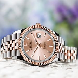 Image of BUREI Men's Classic Luxury Watch Stainless Steel Waterproof Machine Watch Fashion Double Watches Date Sapphire Crystal