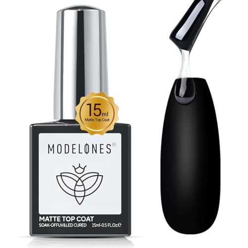 Modelones Matte Top Coat Semipermanente 15ml No Wipe Top Coat UV LED Esmalte en Gel de Uñas para Uñas de Gel Nail Art Manicura