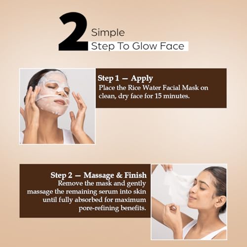 Image of Sanfe Rice Water Facial Mask, Korean Sheet Mask with Rice Water Extract, Minimizes Pores, Refines Skin Texture, Brightening and Hydrating, 25g, 1 Count