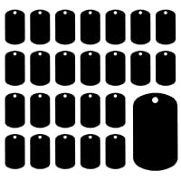 BOHUIZ 25 Stück Aluminiumgravur Rohlinge, Dog Tags Schlüsselanhänger Rohlinge Mit Loch Schwarze Metall-Tags zum Gravieren Blanko-Hundemarken Blanko-Schilder zum Gravieren