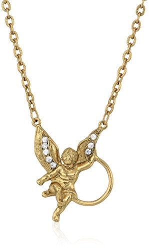 1928 Jewelry Womens Gold-Tone Angel Crystal Eyeglass/Badge Holder Pendant Enhancer, 28