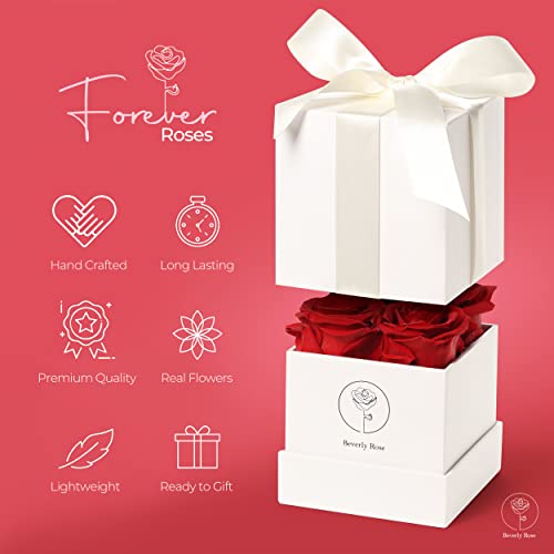 Forever Roses That Last A Year, Preserved Roses For Delivery Prime, Eternity Roses In A Box, Real Flowers In A Box, Flowers For Delivery Prime Birthday, Valentines Day, Anniversary, 4 Pcs Red… #TOP1