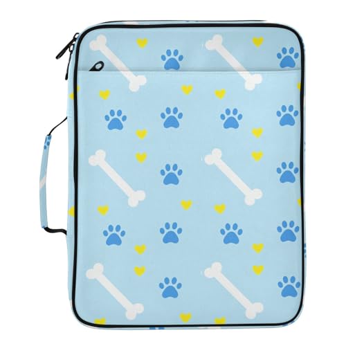 Dossier bleu patte de chien A4 zippé pour stopper le désordre des feuilles volantes