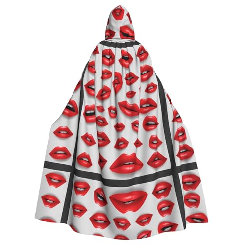Manteau à capuche adulte Halloween Red Lips imprimé pour fête cosplay